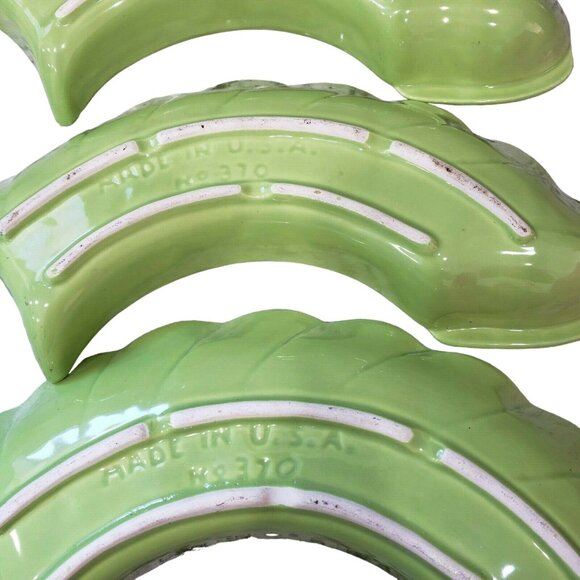 MCM Sylvan Ceramics Green Relish Tray Dip Divided 3 Piece Set USA No 370 Vintage - Picture 5 of 6